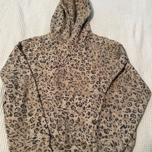 Hollister Leopard Print Hoodie - Tan and Black